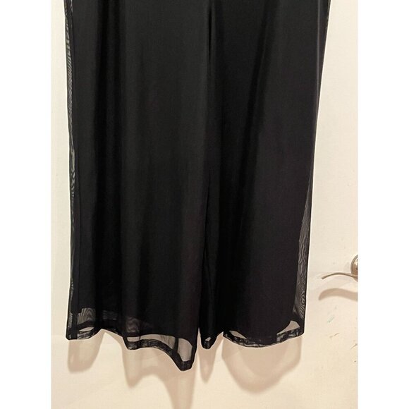 Xscape by Joanna Chen Black Sheer Overlay Wide-Leg Pants Women's Size XL - Picture 3 of 9